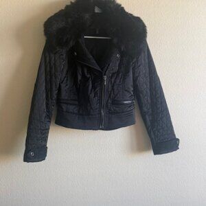 WHBM Faux Fur Collar Puffer Jacket
